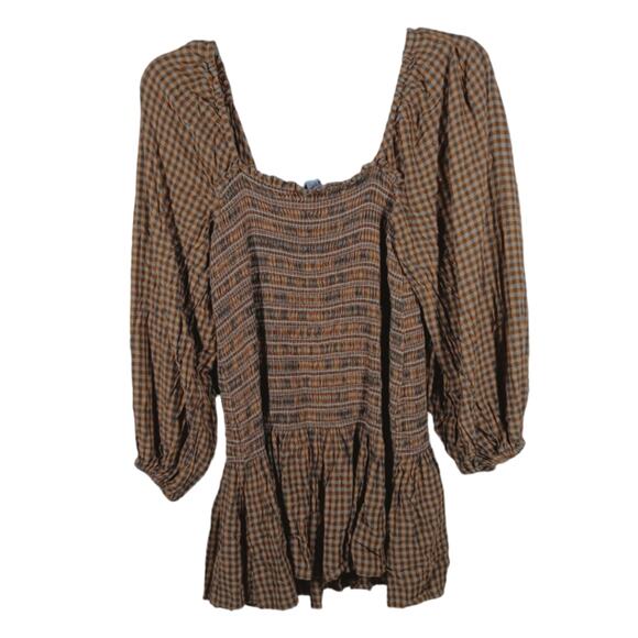 Urban Outfitters Francis Plaid Smocked Long Sleeve Mini Dress size Medium - Picture 3 of 6